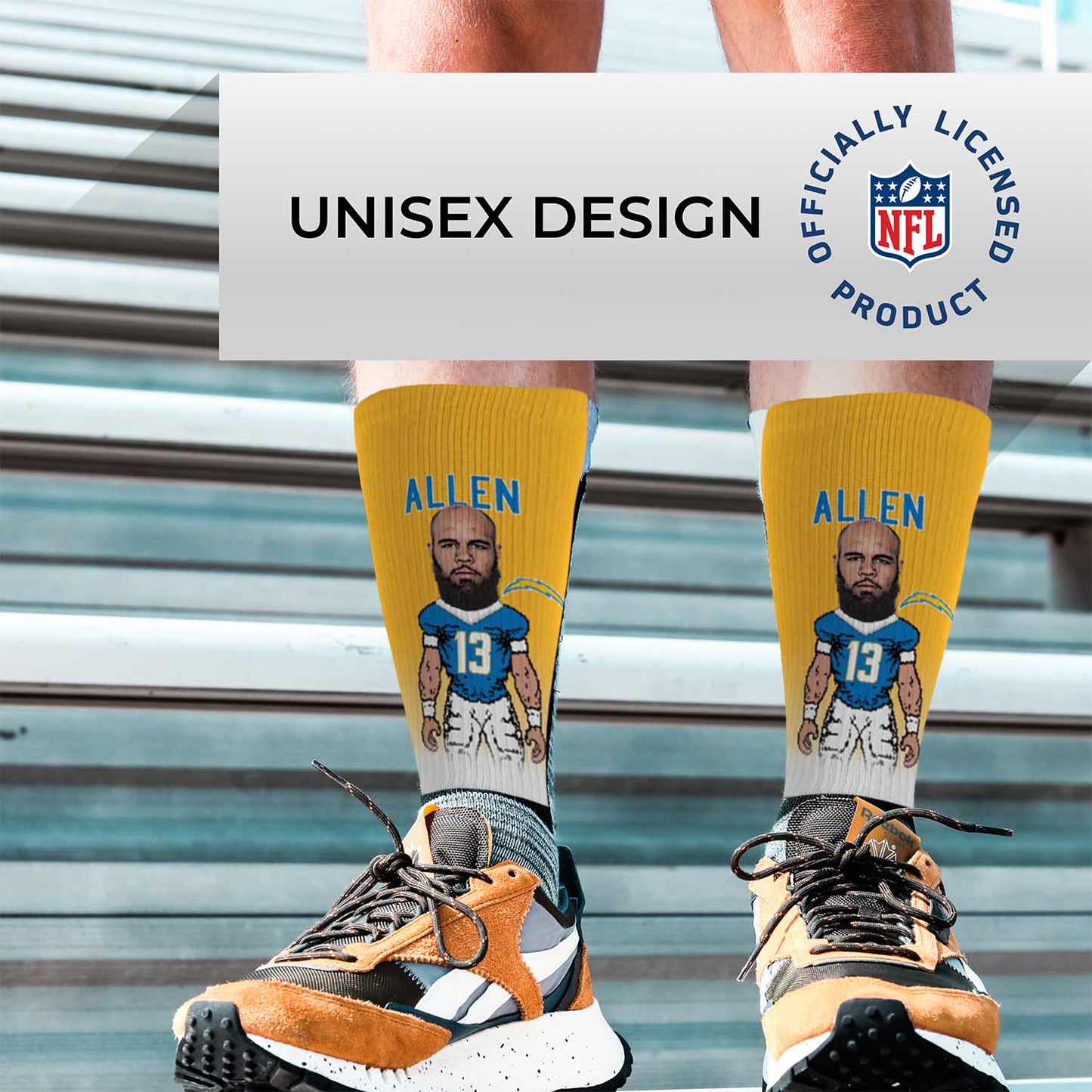 Los Angeles Chargers FBF NFL V Curve Socks - Gold