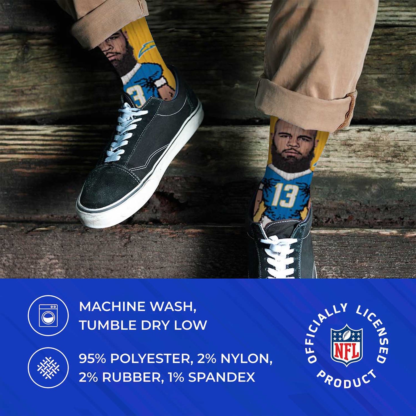 Los Angeles Chargers FBF NFL V Curve Socks - Gold