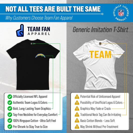 Los Angeles Chargers NFL Pro Football Final Countdown Adult Cotton-Poly Short Sleeved T-Shirt For Men & Women - Black