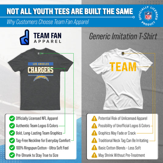 Los Angeles Chargers NFL Youth Short Sleeve Charcoal T Shirt - Charcoal