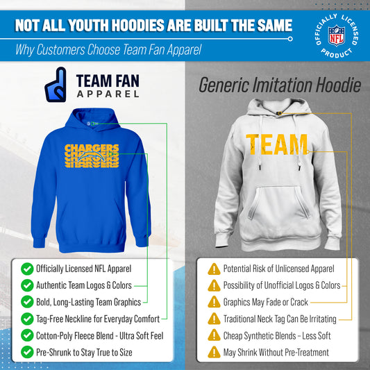 Los Angeles Chargers NFL Youth Repeating Logo Football Fleece Hooded Sweatshirt - Royal