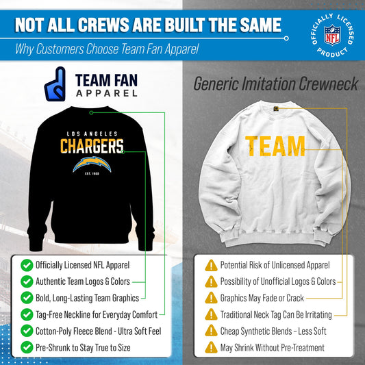 Los Angeles Chargers Adult NFL Diagonal Fade Color Block Crewneck Sweatshirt - Black