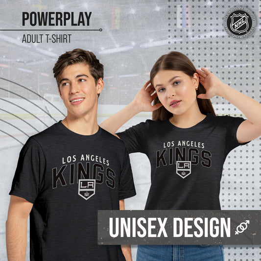 Los Angeles Kings NHL Adult Powerplay Heathered Unisex T-Shirt - Black Heather