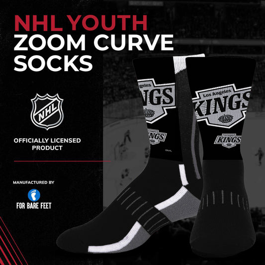 Los Angeles Kings Youth NHL Zoom Curve Team Crew Socks - Black