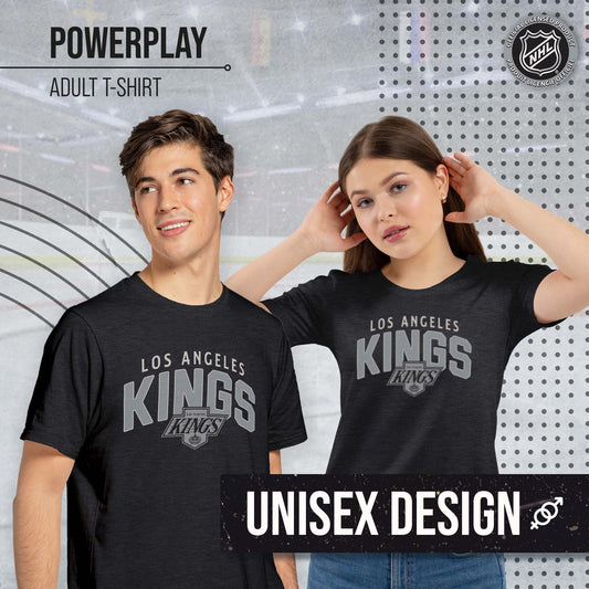 Los Angeles Kings NHL Adult Powerplay Heathered Unisex T-Shirt - Black Heather