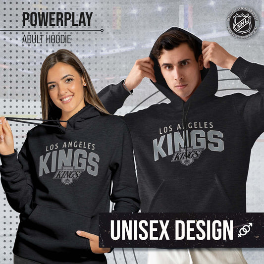 Los Angeles Kings NHL Adult Unisex Powerplay Hooded Sweatshirt - Black Heather