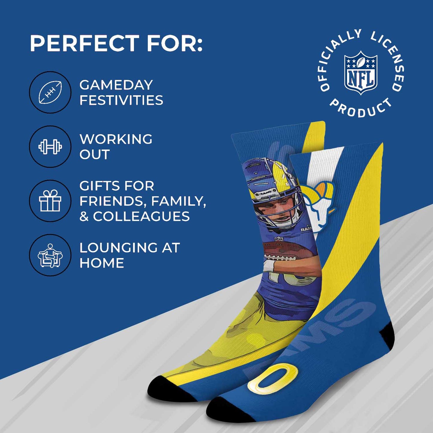 Los Angeles Rams NFL Adult Player Stripe Sock - Blue #10