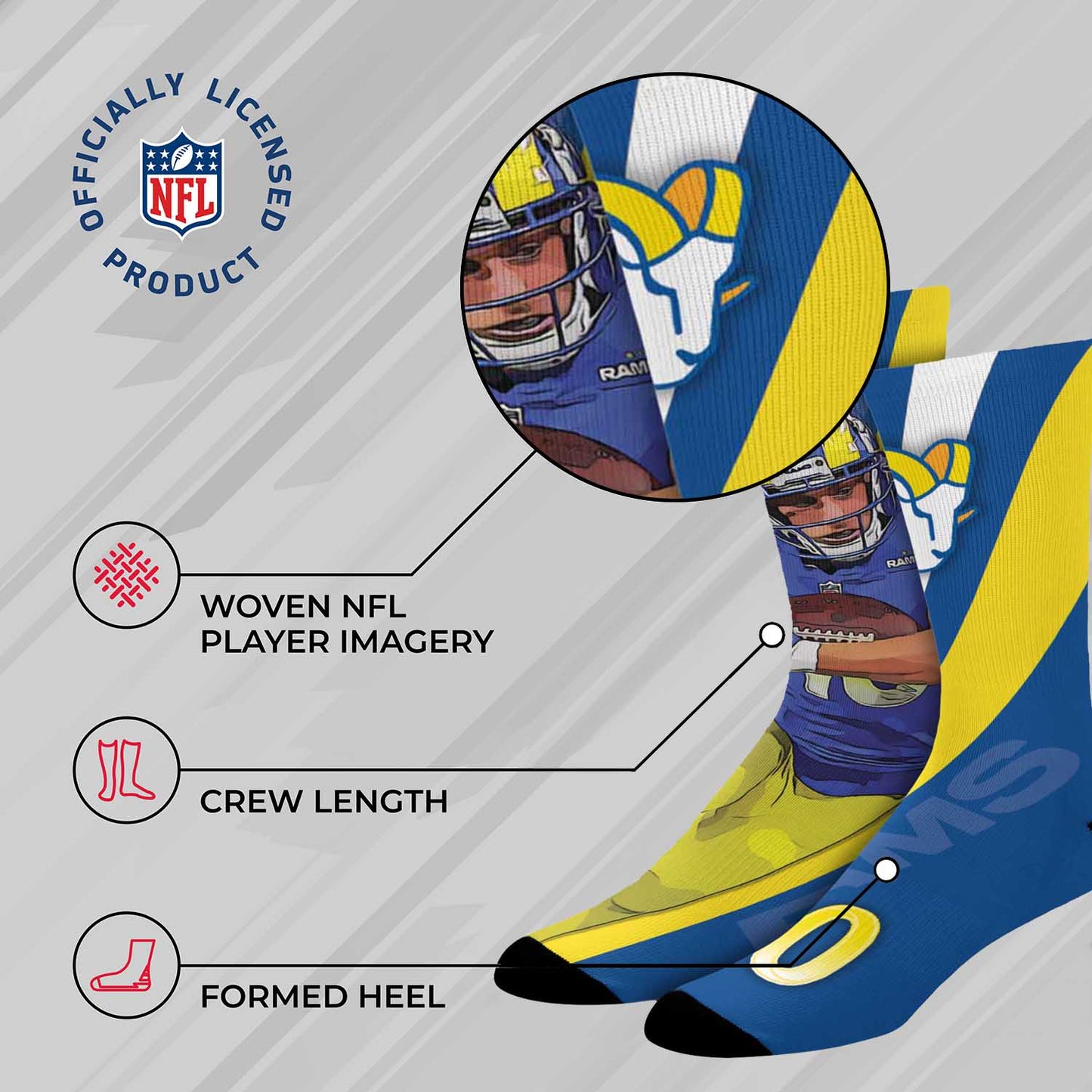 Los Angeles Rams NFL Adult Player Stripe Sock - Blue #10