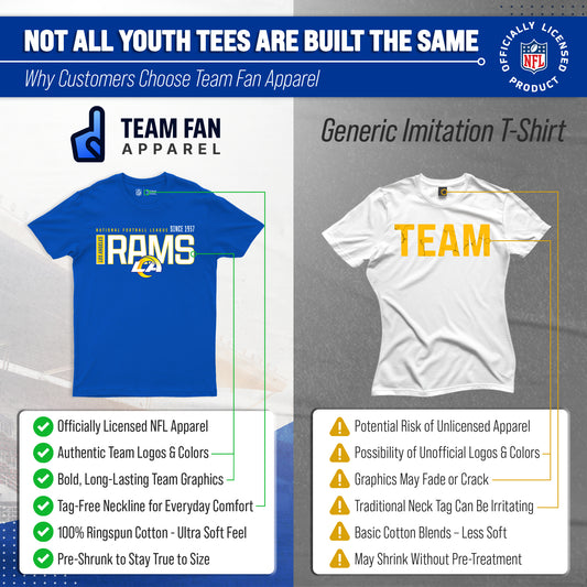 Los Angeles Rams NFL Youth Modern Endzone Football T-Shirt Unisex Tag Free Comfortable - Royal