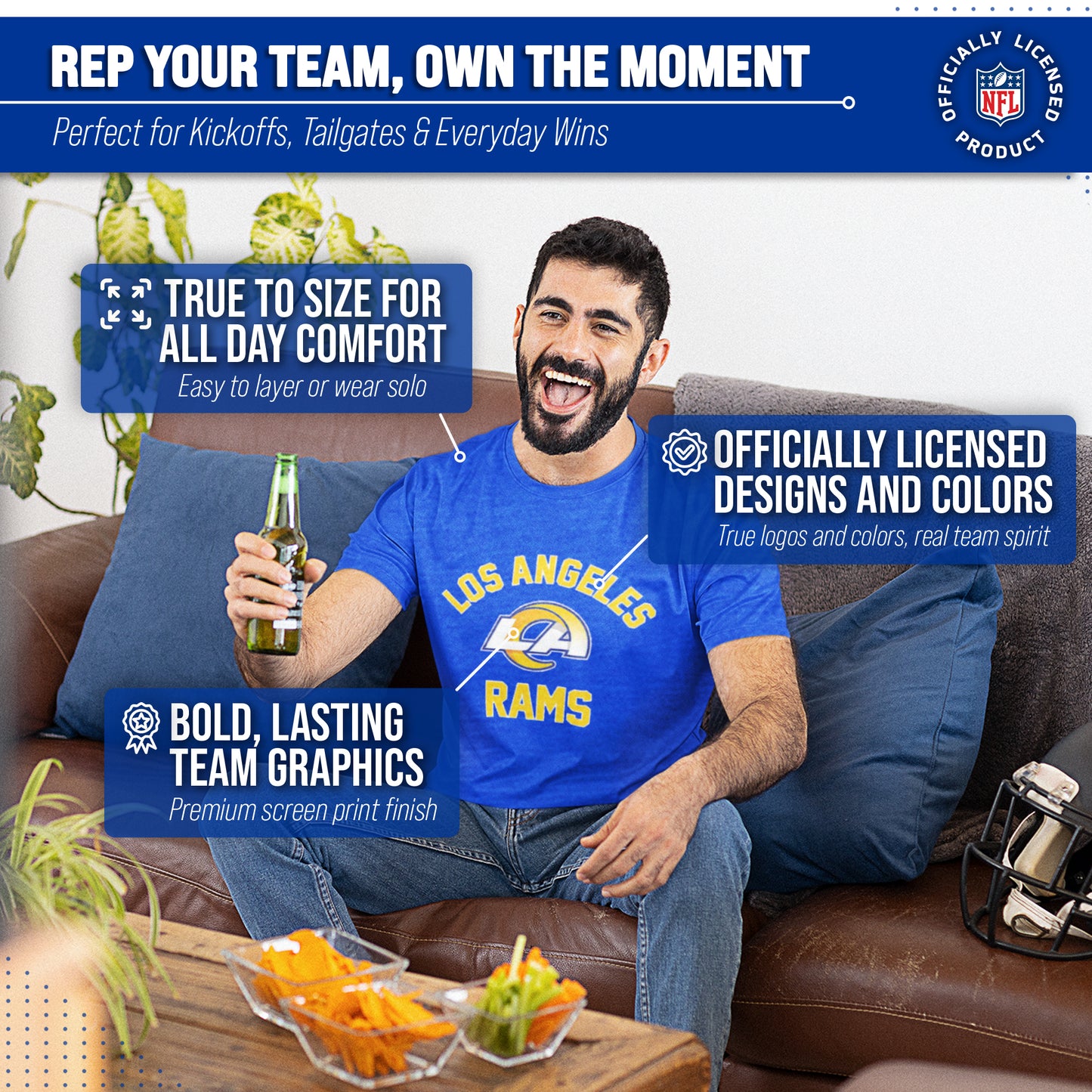 Los Angeles Rams NFL Adult Gameday T-Shirt - Royal