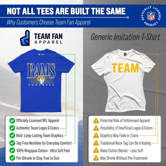 Los Angeles Rams NFL Adult Overtime Blueprint Tag-Less T-Shirt - Royal