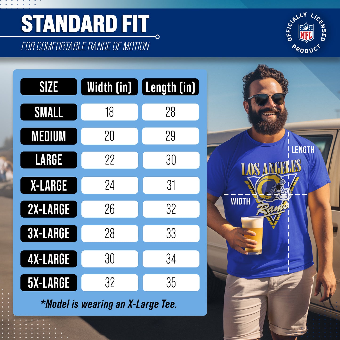 Los Angeles Rams NFL Adult Retro Triangle Unisex T-Shirt - Royal