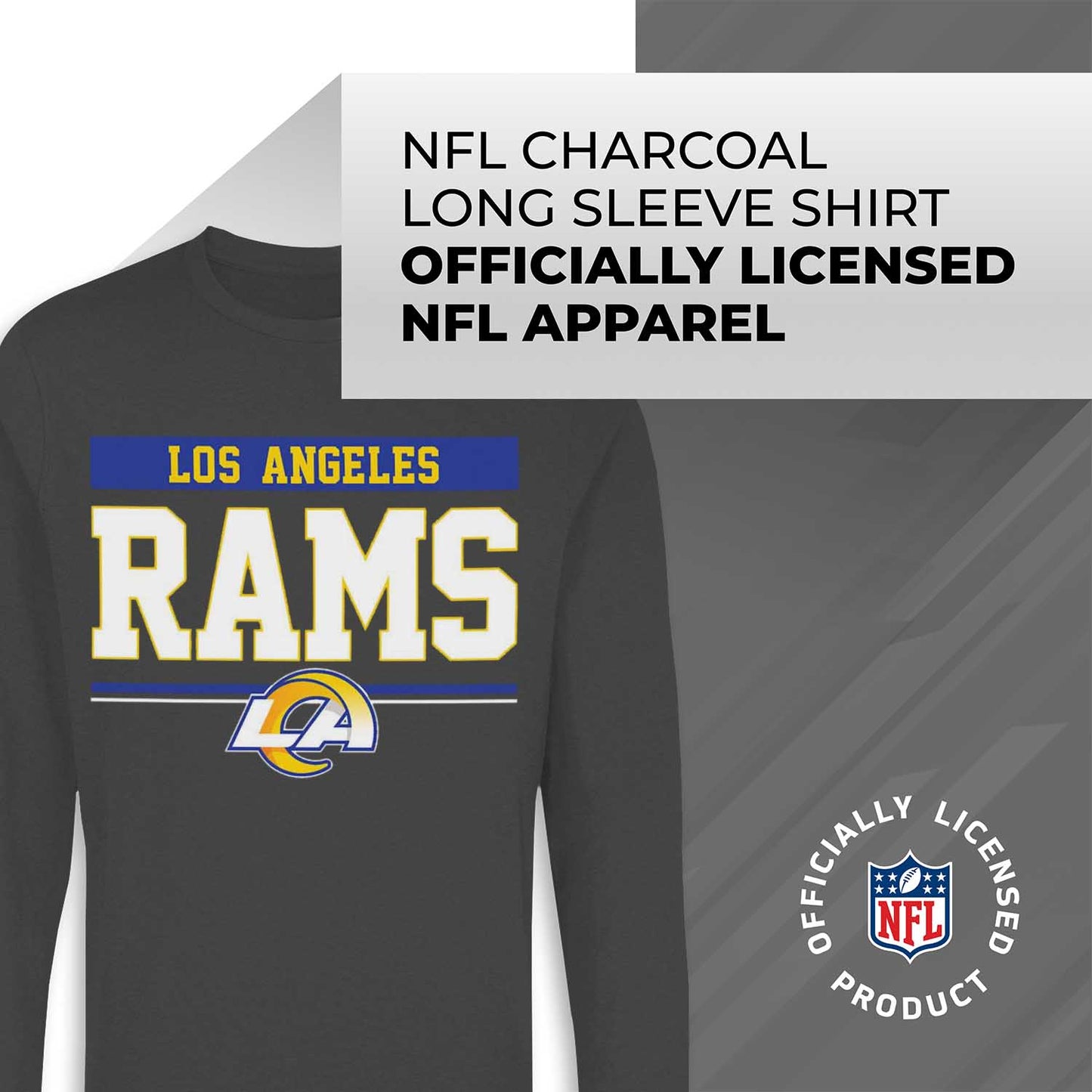 Los Angeles Rams NFL Adult Charcoal Long Sleeve T Shirt - Charcoal