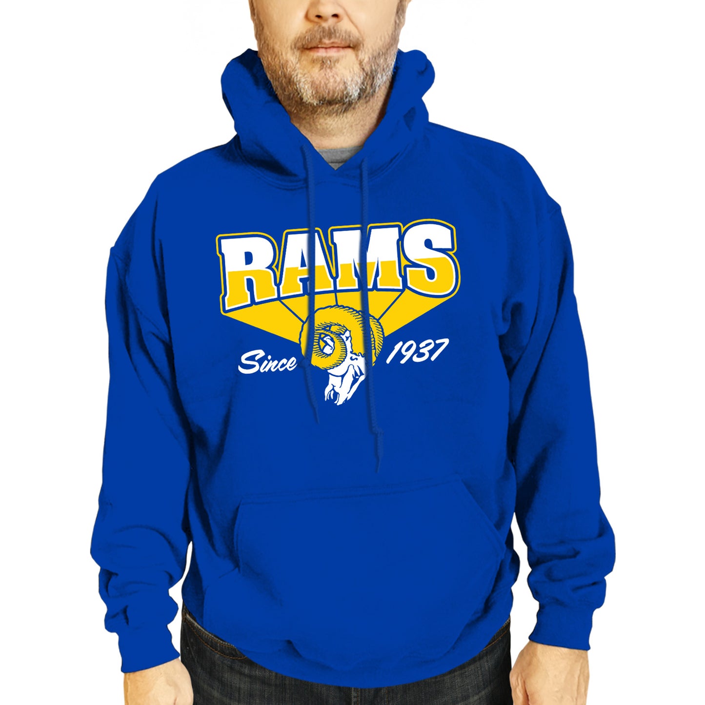 Los Angeles Rams NFL Adult Unisex Vintage Block Ultra Soft Fleece Hooded Sweatshirt - Royal