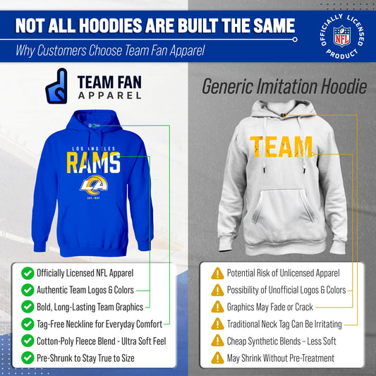 Los Angeles Rams Adult NFL Diagonal Fade Fleece Hooded Sweatshirt - Royal