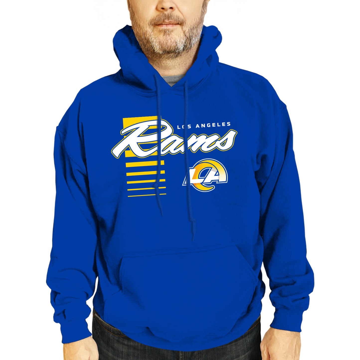 Los Angeles Rams NFL Adult Unisex Retro Script Ultra Soft Fleece Hooded Sweatshirt - Royal