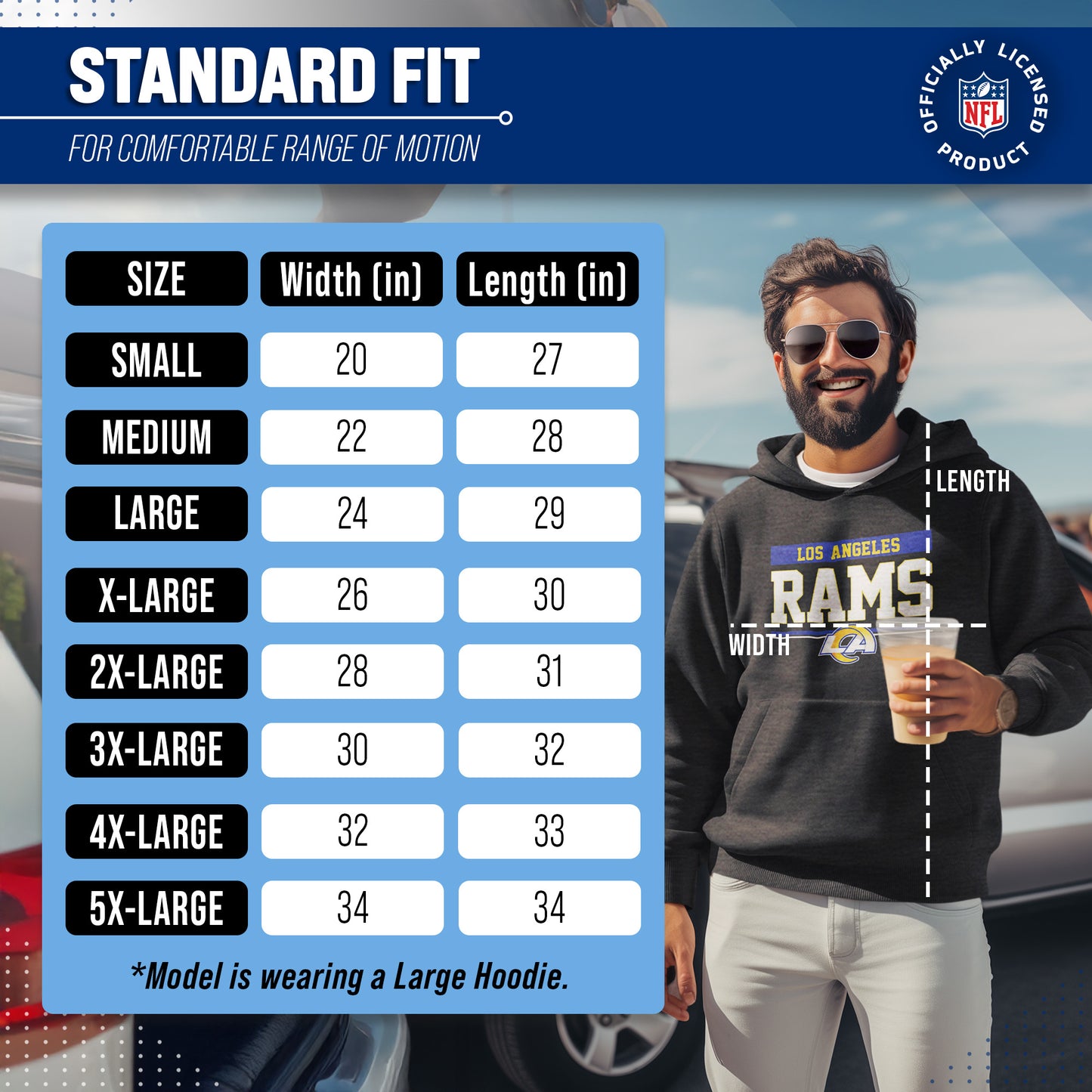 Los Angeles Rams NFL Adult Gameday Charcoal Hooded Sweatshirt - Charcoal