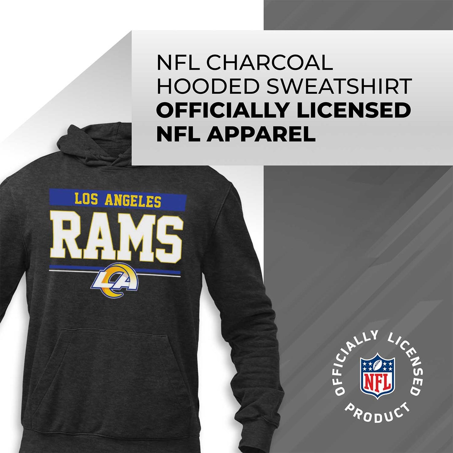 Los Angeles Rams NFL Adult Gameday Charcoal Hooded Sweatshirt - Charcoal