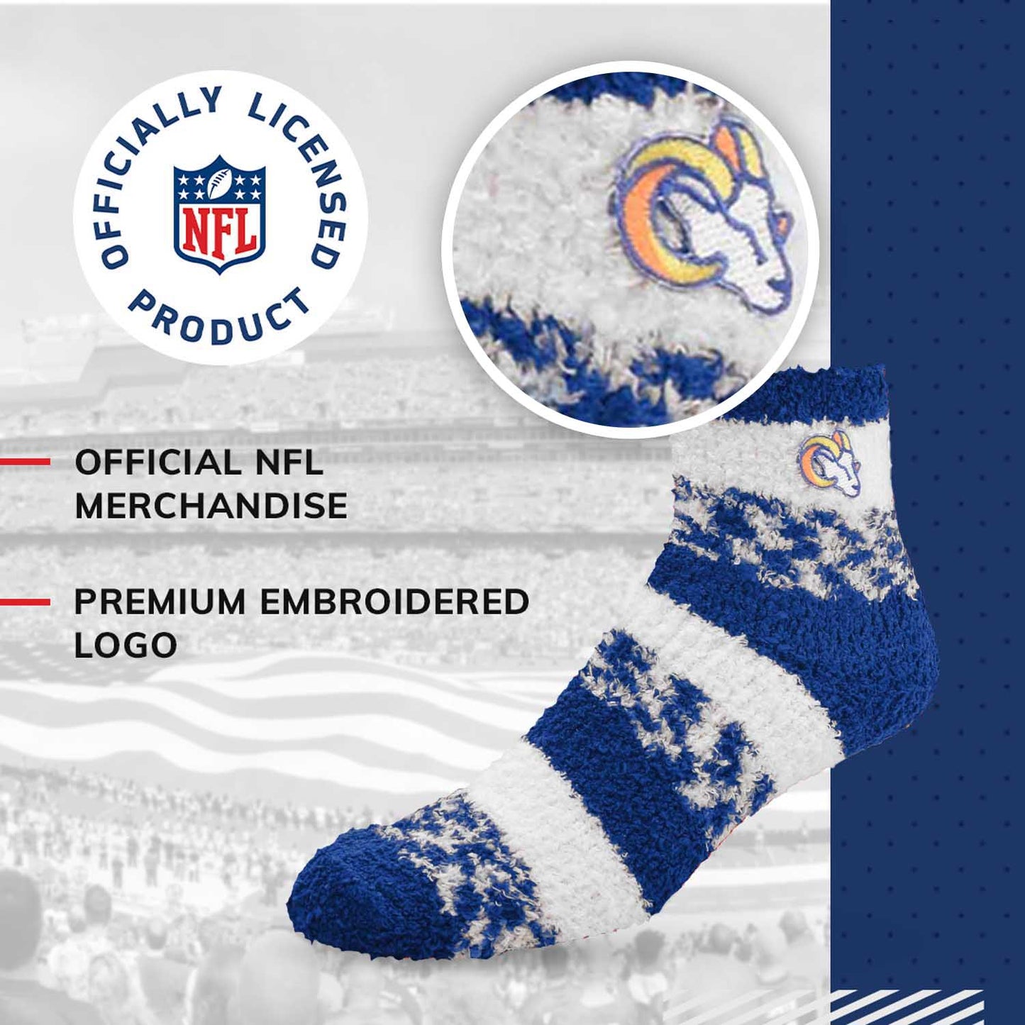 Los Angeles Rams NFL Cozy Soft Slipper Socks - Navy