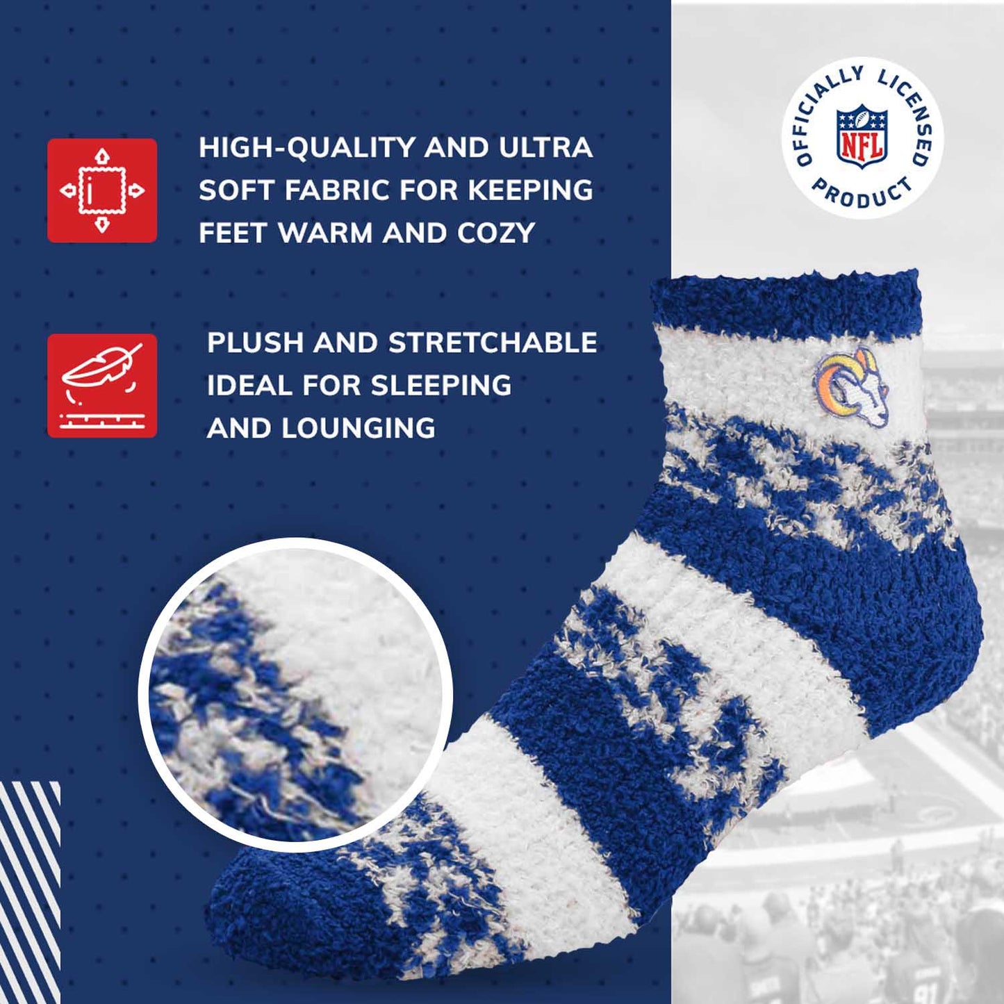 Los Angeles Rams NFL Cozy Soft Slipper Socks - Navy