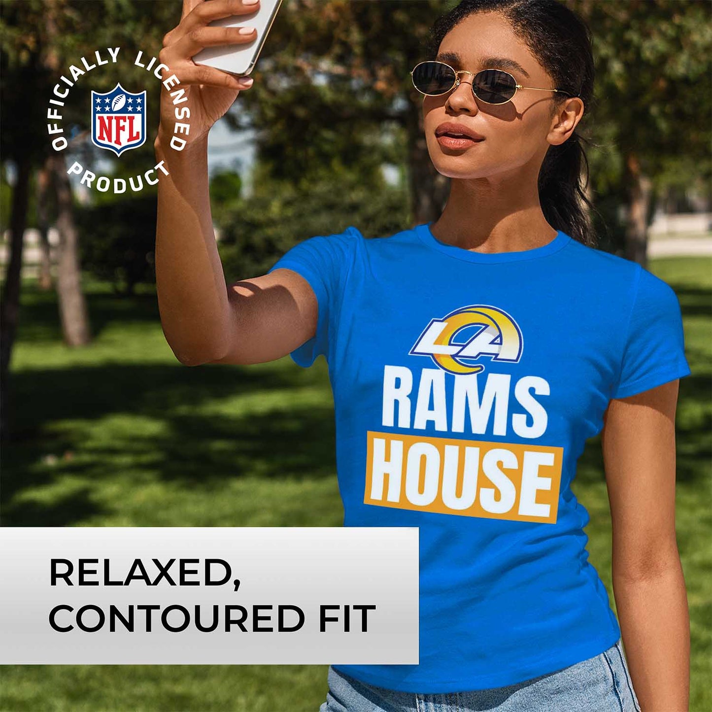 Los Angeles Rams NFL Womens Team Slogan Short Sleeve Tshirt - Royal