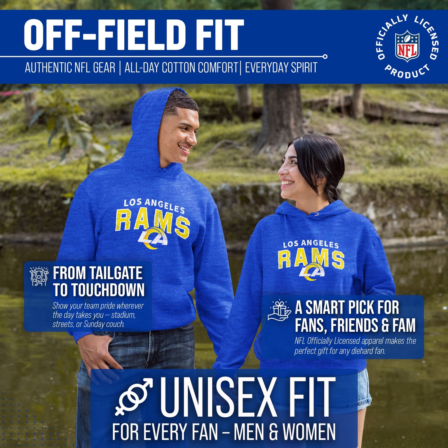 Los Angeles Rams NFL Adult Unisex Starting Fresh Ultra Soft Fleece Hooded Sweatshirt - Royal