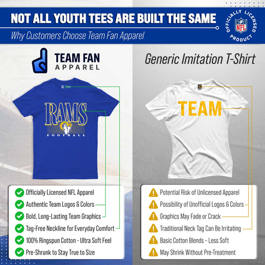 Los Angeles Rams NFL Youth Overtime Blueprint Football T-Shirt Unisex Tag Free Comfortable - Royal