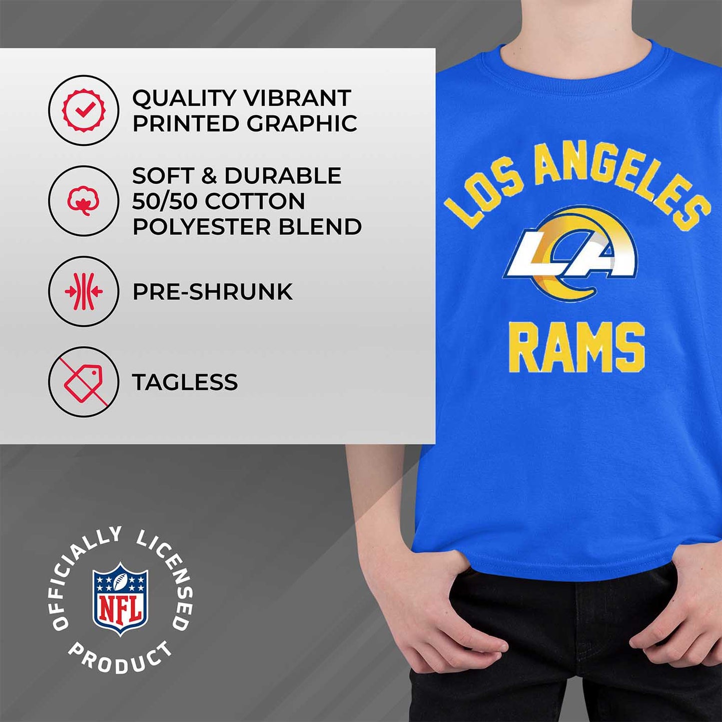 Los Angeles Rams NFL Youth Gameday Football T-Shirt - Royal