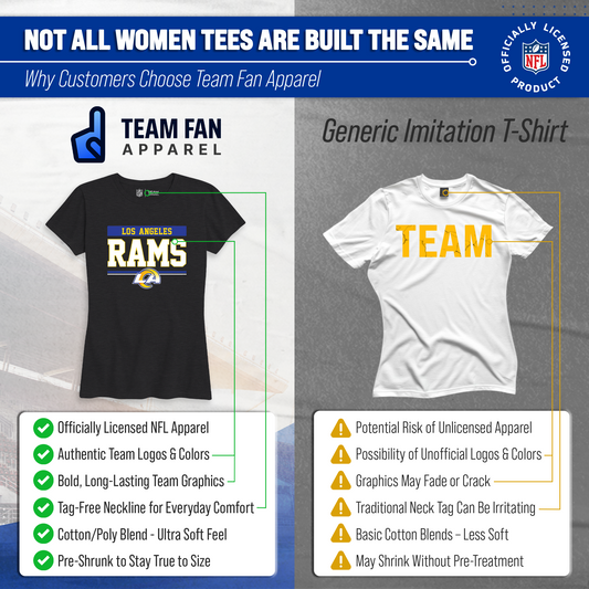 Los Angeles Rams NFL Women's Team Block Charcoal Tagless T-Shirt - Charcoal