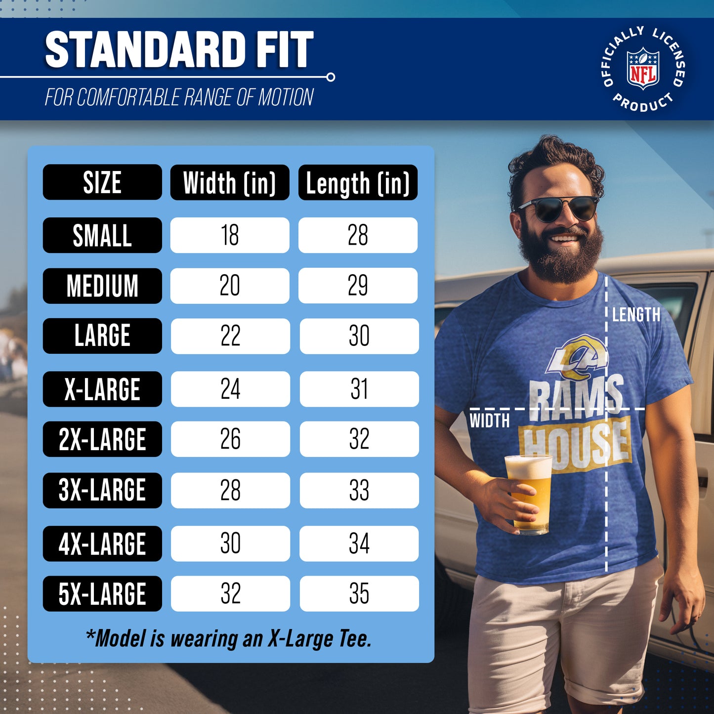 Los Angeles Rams NFL Adult Team Slogan Unisex T-Shirt - Royal
