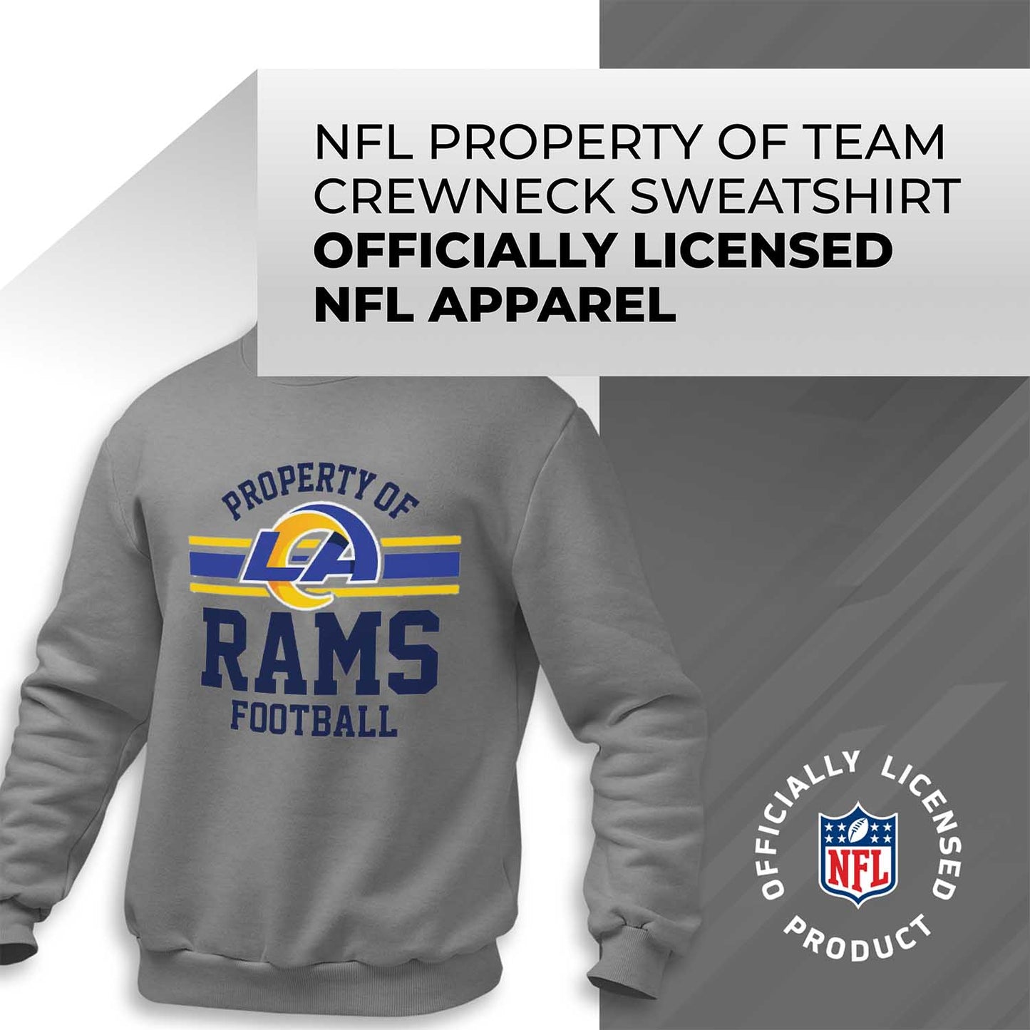 Los Angeles Rams NFL Adult Property Of Crewneck Fleece Sweatshirt - Sport Gray
