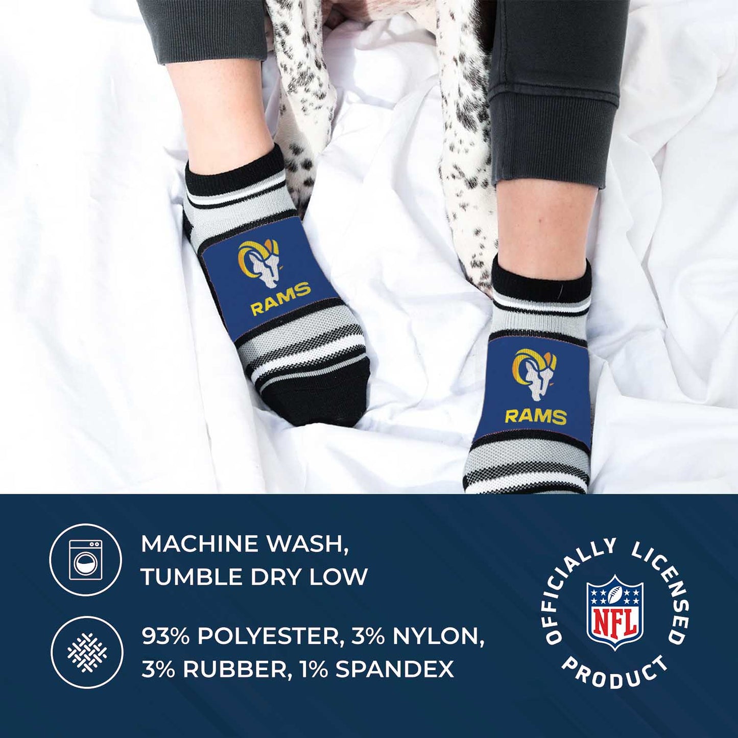 Los Angeles Rams Adult Marquis Addition No Show Socks - Royal