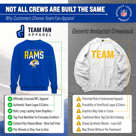Los Angeles Rams Adult NFL Diagonal Fade Color Block Crewneck Sweatshirt - Royal