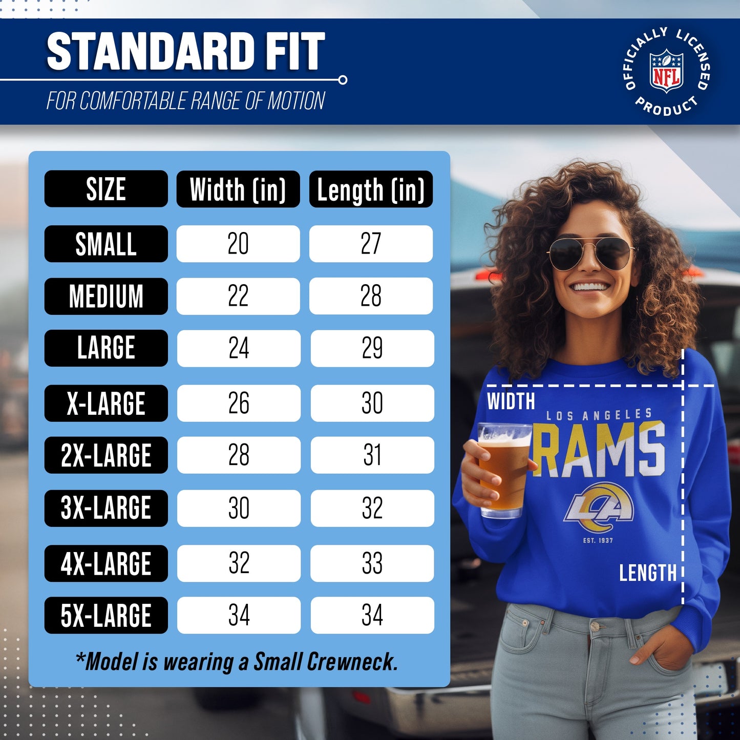 Los Angeles Rams Adult NFL Diagonal Fade Color Block Crewneck Sweatshirt - Royal