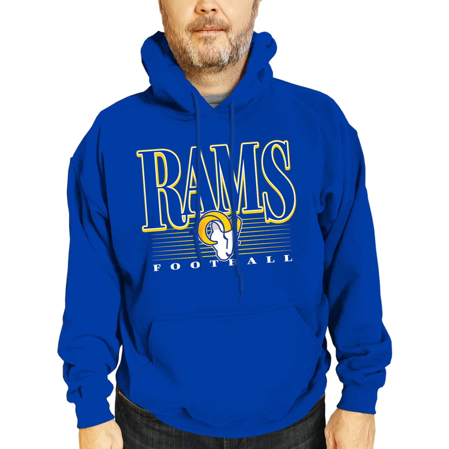 Los Angeles Rams NFL Adult Unisex Overtime Blueprint Soft Fleece Hooded Sweatshirt - Royal