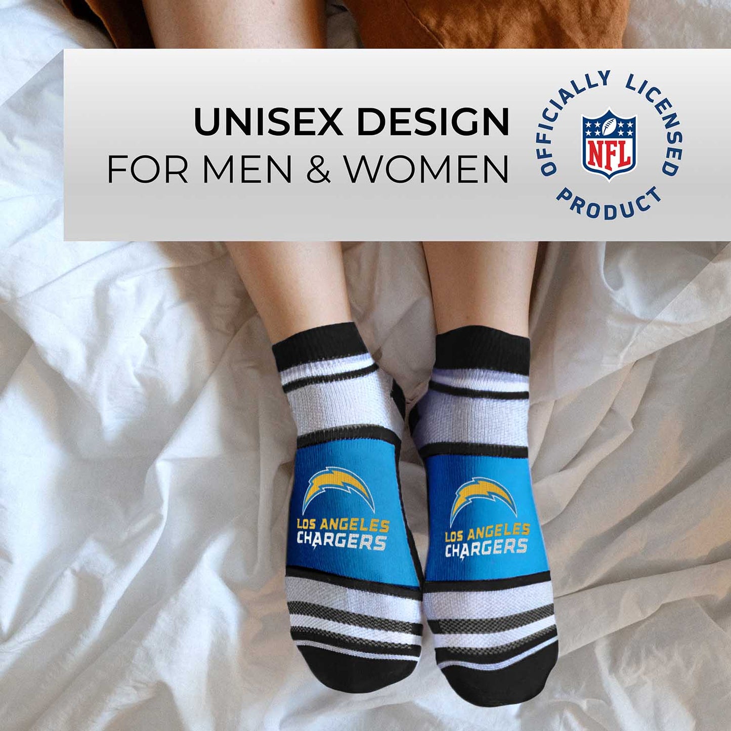 Los Angeles Chargers NFL Adult Marquis Addition No Show Socks - Blue