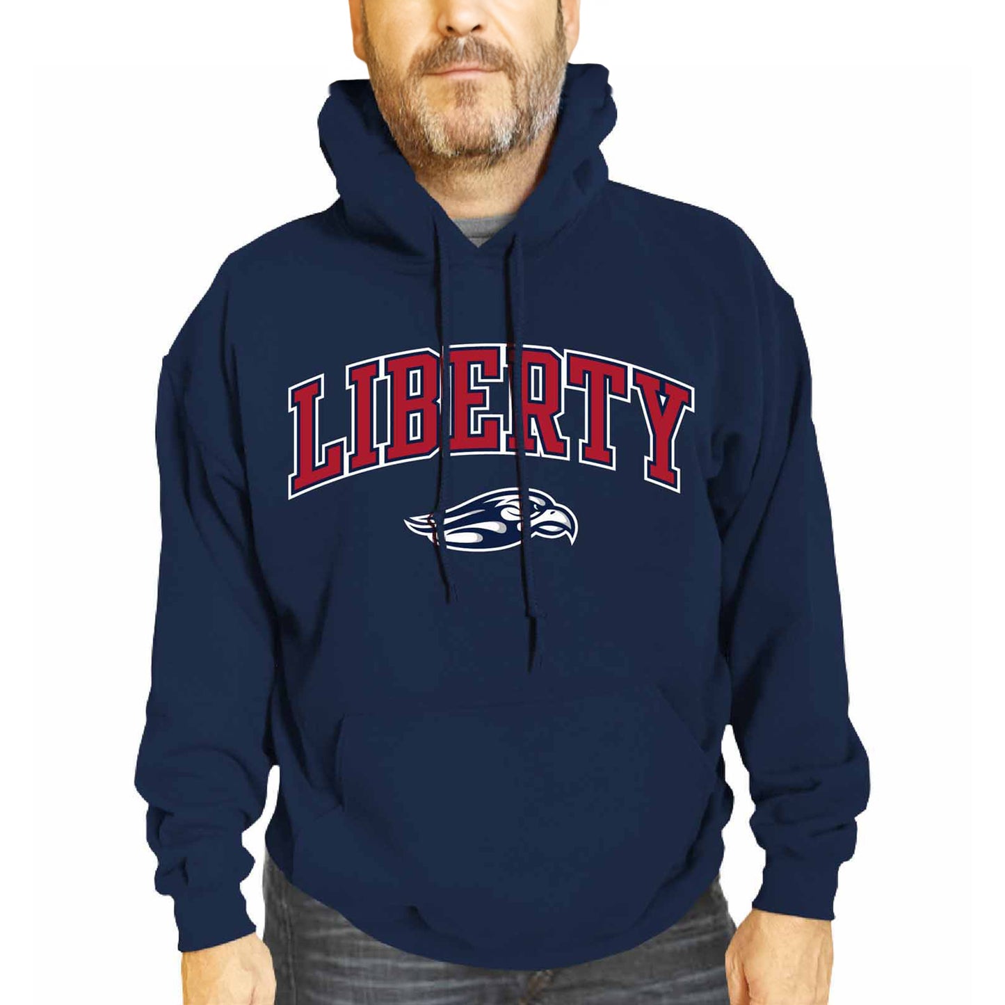 Liberty Flames Adult Arch & Logo Soft Style Gameday Hooded Sweatshirt - Navy