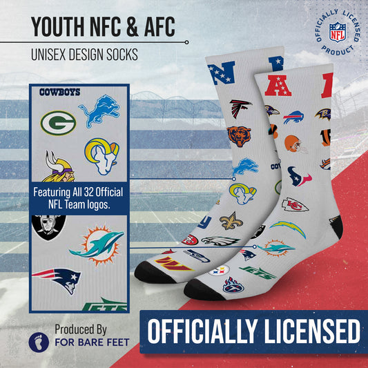 NFL Youth  Ultimate Fan All Over Logo Crew Socks - Gray