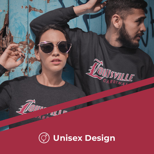 Louisville Cardinals NCAA Adult Charcoal Crewneck Fleece Sweatshirt - Charcoal