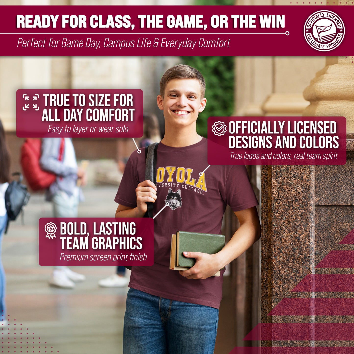 Loyola Chicago Ramblers NCAA Adult Gameday Cotton T-Shirt - Maroon