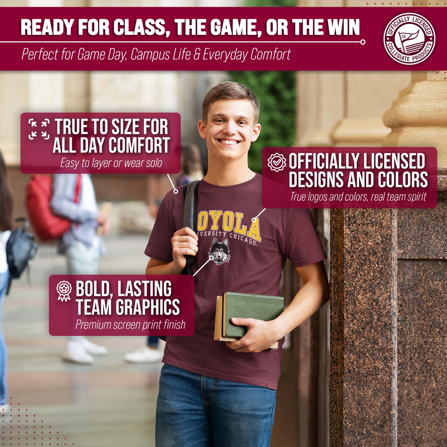 Loyola Chicago Ramblers NCAA Adult Gameday Cotton T-Shirt - Maroon