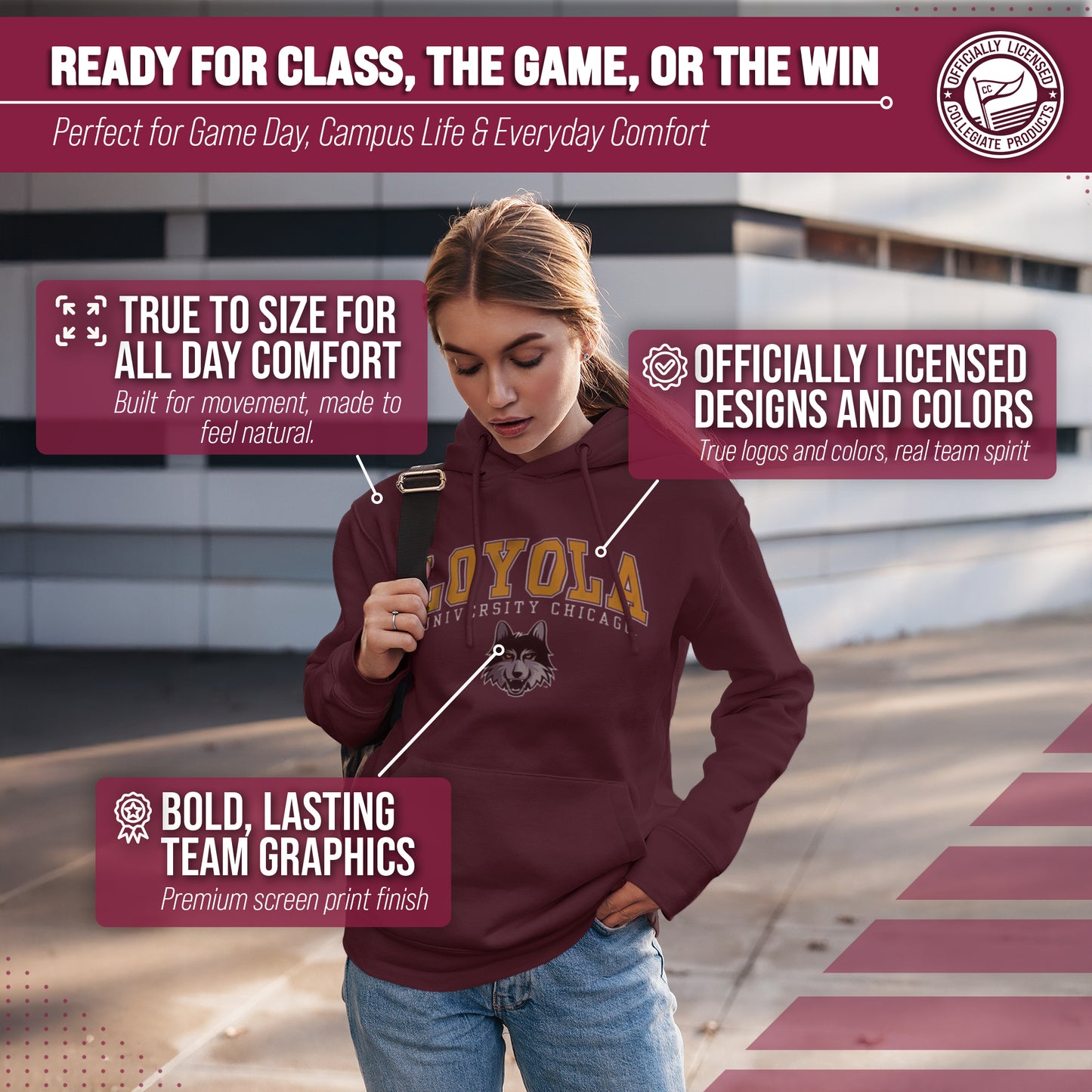 Loyola Chicago Ramblers Adult Arch & Logo Soft Style Gameday Hooded Sweatshirt - Maroon