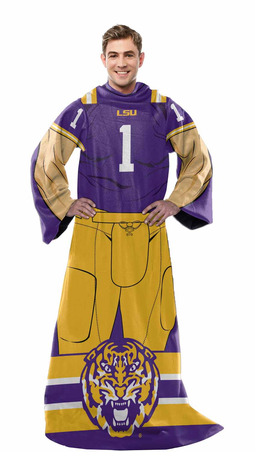 LSU Tigers NCAA Team Wearable Blanket with Sleeves - Purple
