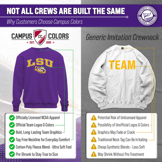 LSU Tigers Adult Arch & Logo Soft Style Gameday Crewneck Sweatshirt - Purple