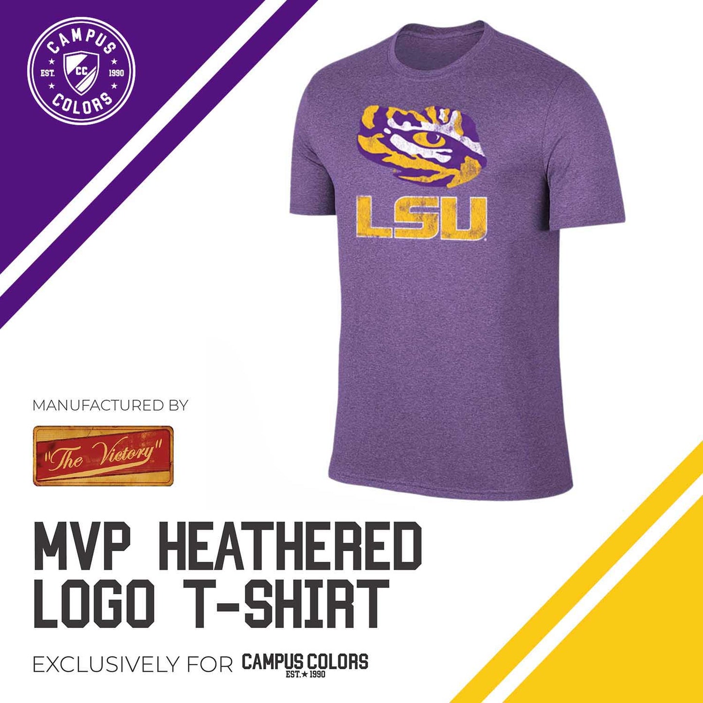 LSU Tigers Adult MVP Heathered Cotton Blend T-Shirt - Purple