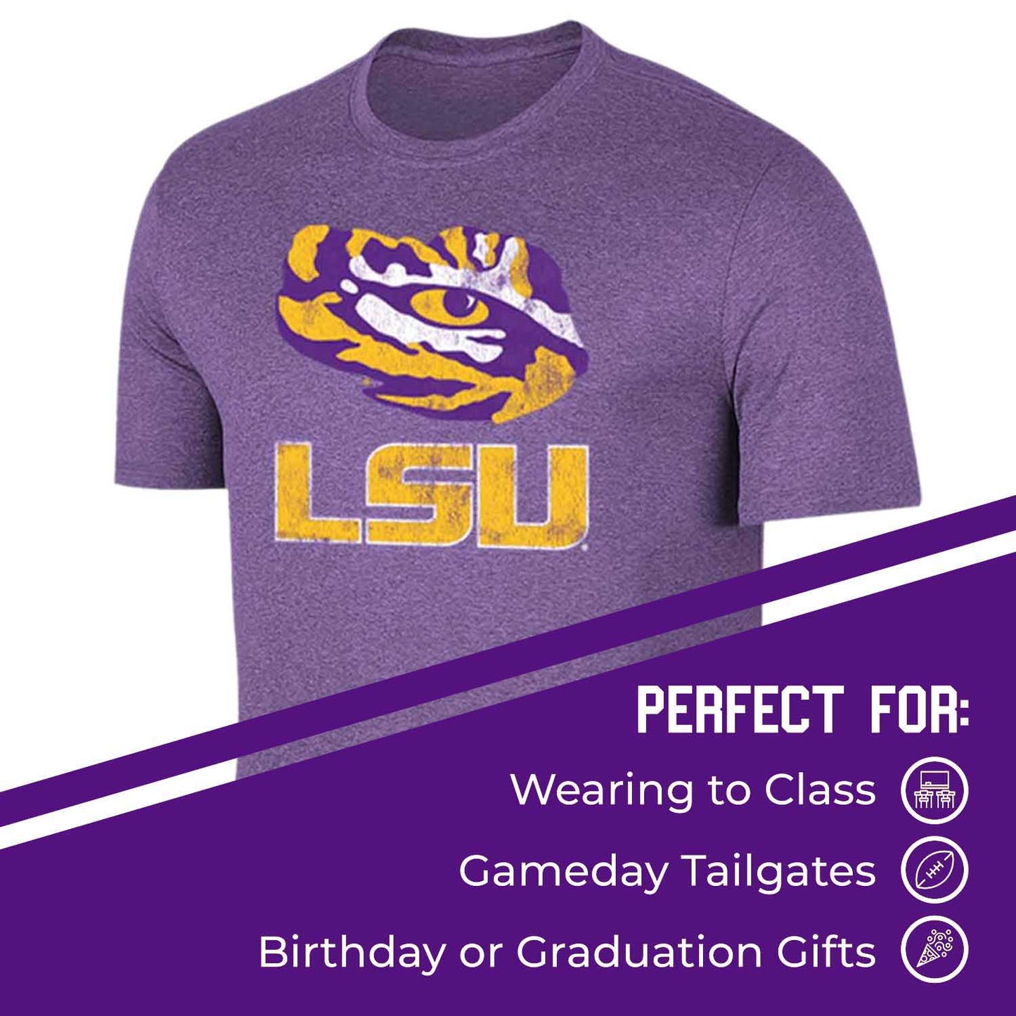 LSU Tigers Adult MVP Heathered Cotton Blend T-Shirt - Purple