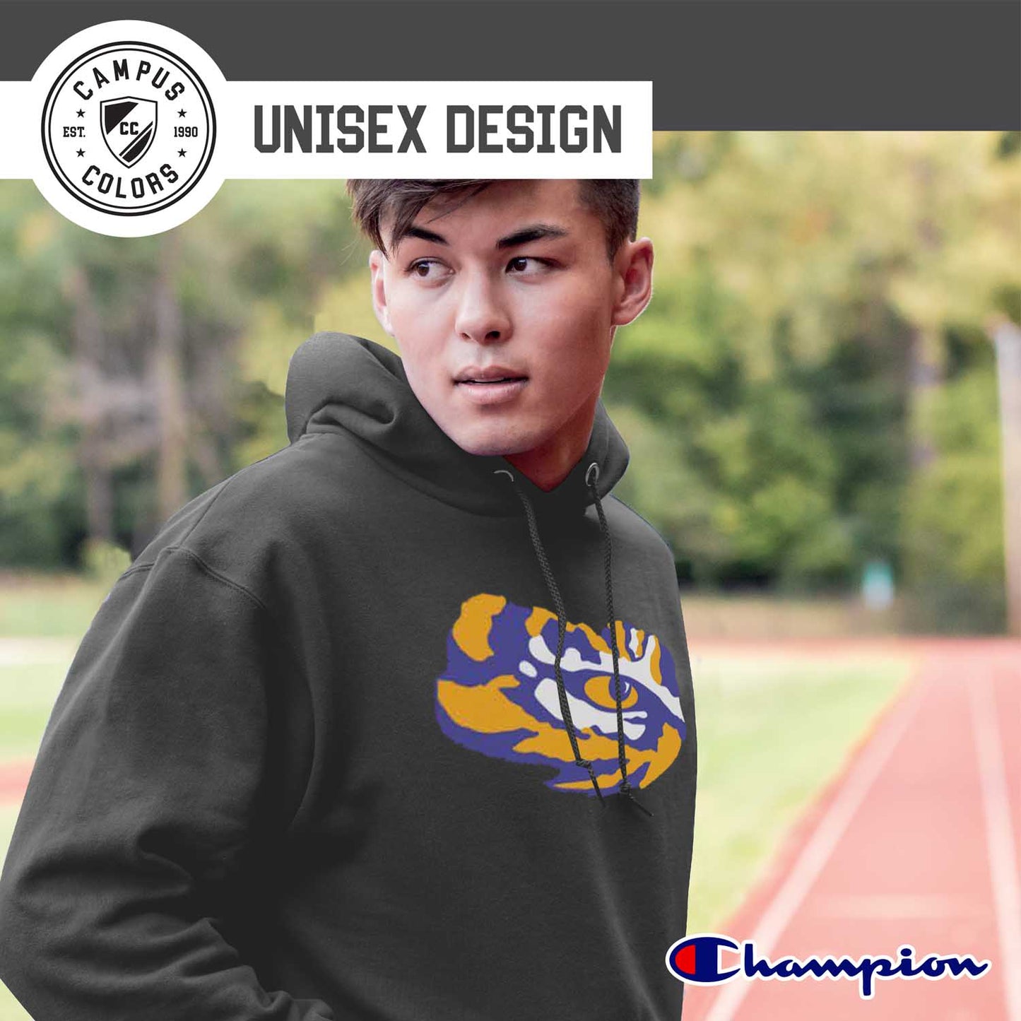 LSU Tigers Adult Mascot Fleece Hooded Sweatshirt - Charcoal