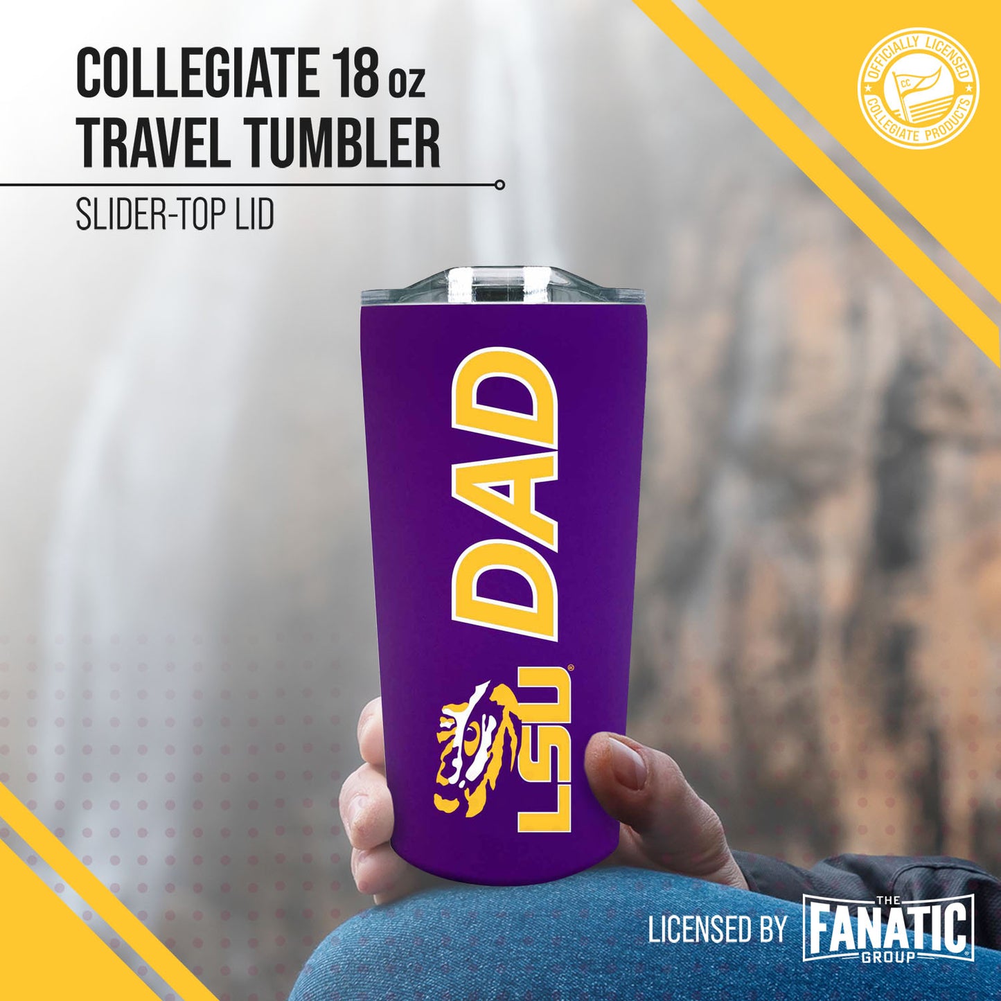 LSU Tigers NCAA Stainless Steel Travel Tumbler for Dad - Purple
