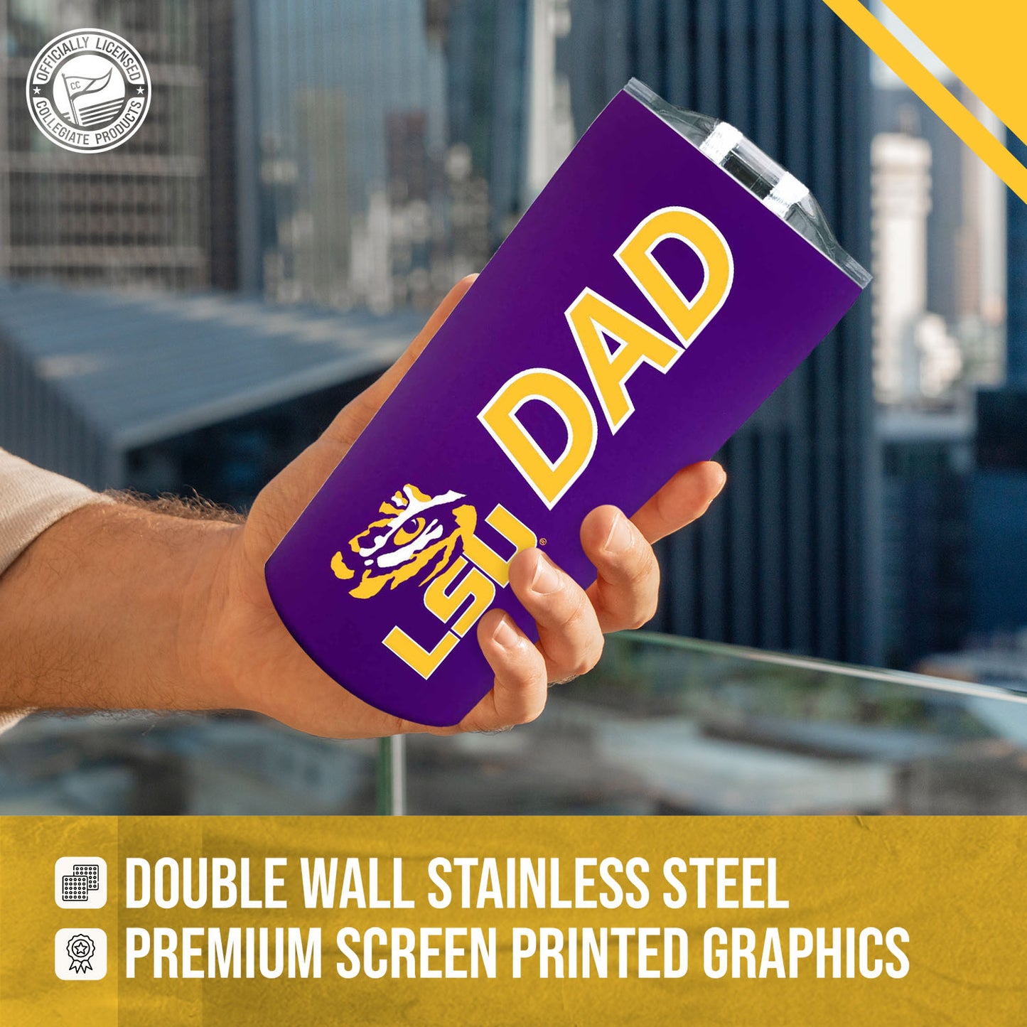LSU Tigers NCAA Stainless Steel Travel Tumbler for Dad - Purple
