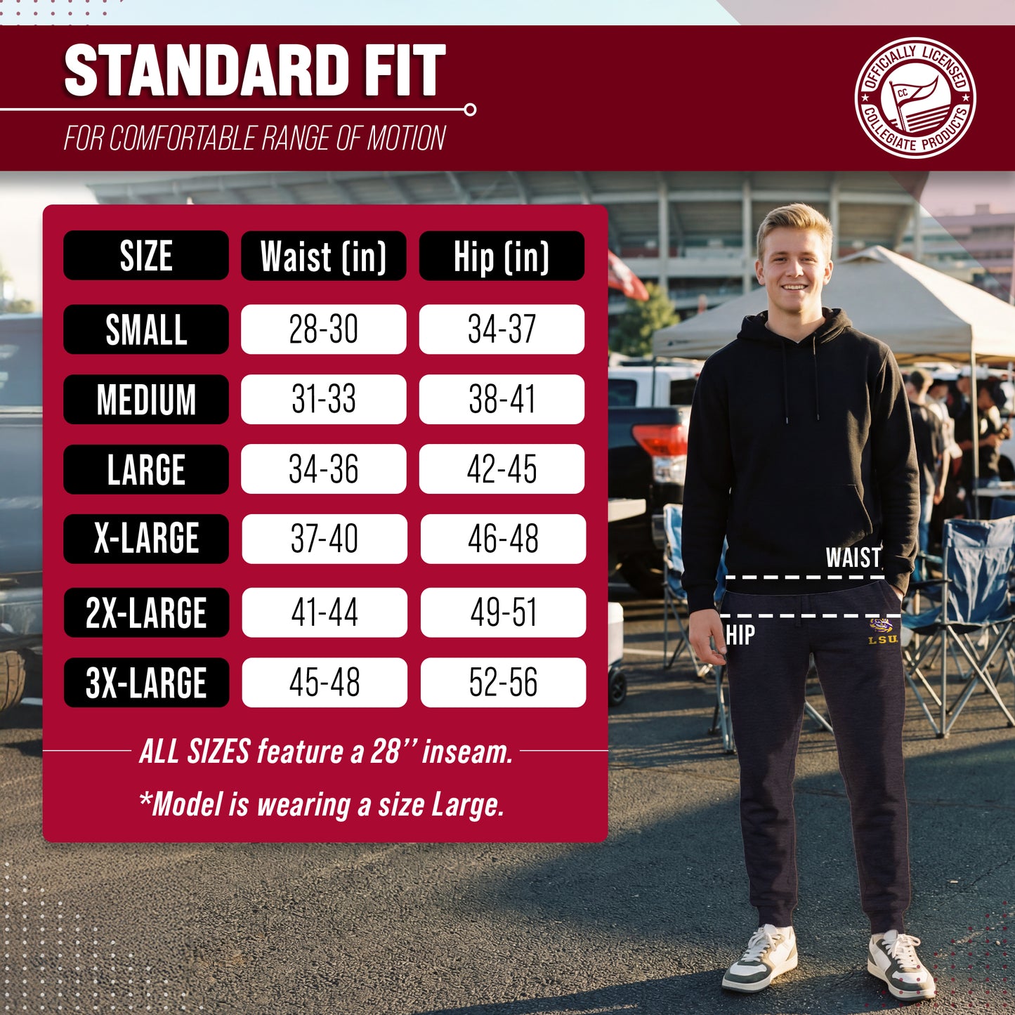 LSU Tigers NCAA Men’s University Cloud Jersey Performance Jogger Pants with Drawstring Waistband - Black Heather